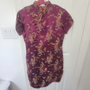 Chinese Traditional Cheongsam Girls Dress Purple